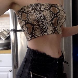 Snake Skin Strapless Crop Top